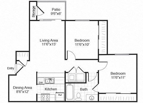 Valley Trails Apartments in Irving, Texas B1 Floor Plan